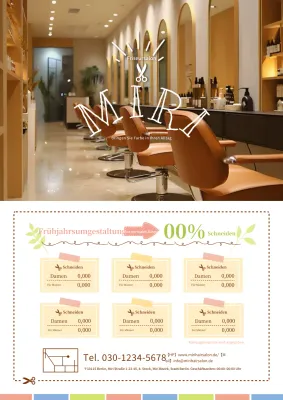 Eine niedliche, zarte Friseurwerbung in Beige und Gelb