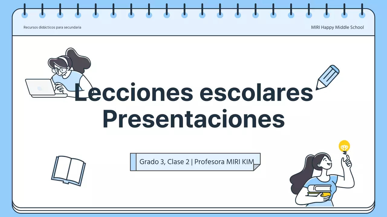 Plan de clases sencillo para profesores en azul y blanco