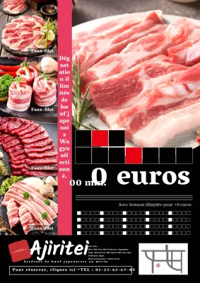 Publicité simple en noir et blanc pour un magasin de wagyu