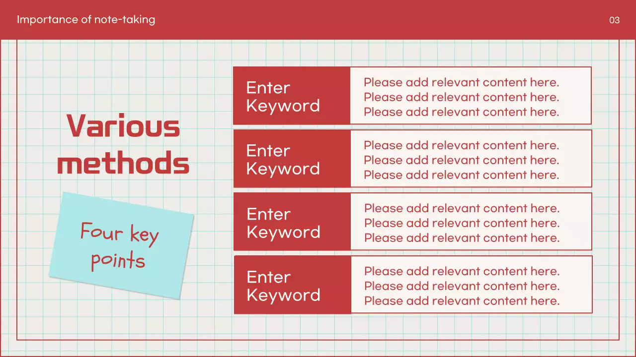 Red Simple Note-Taking Guide Presentation