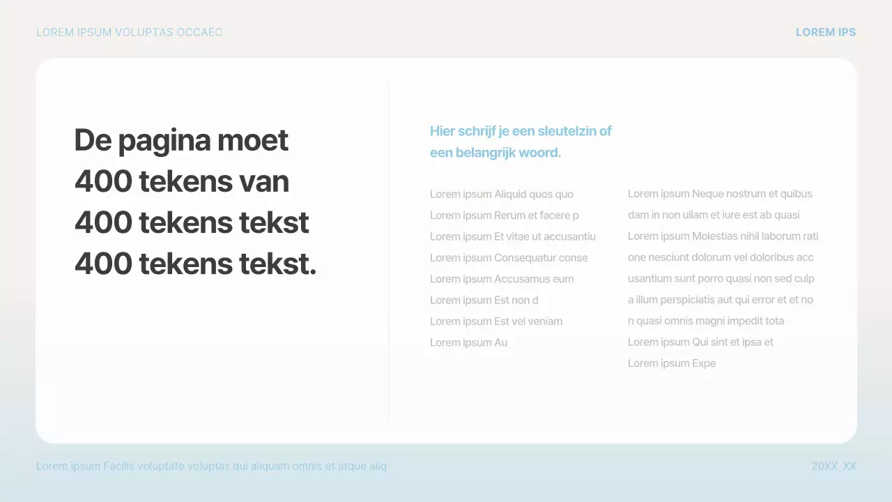 Eenvoudig presentatievoorstel in lichtblauw en wit