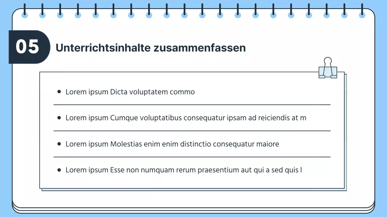 Einfacher Unterrichtsplan für Lehrer in Blau und Weiß
