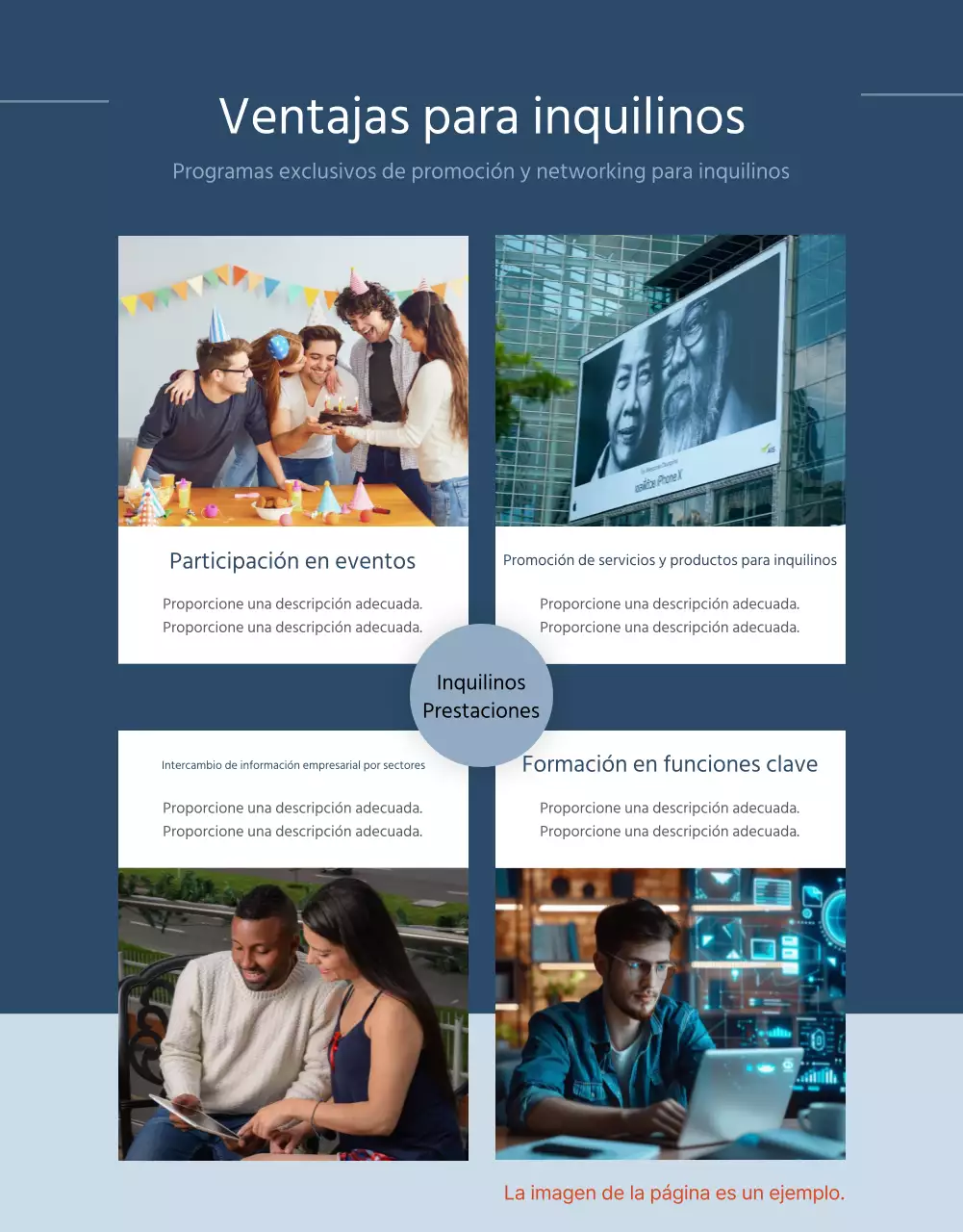 Promover un espacio de coworking azul y blanco