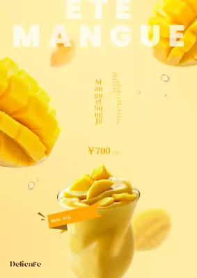 Promouvoir une carte de boissons estivales à la mode avec du jaune