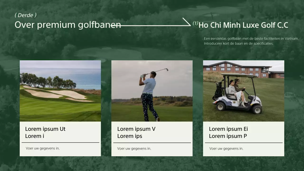 Een moderne golfreisgids in kaki en ivoor