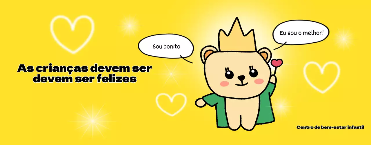 Centro de bem-estar infantil luminoso e cheio de diversão, com personagens engraçadas