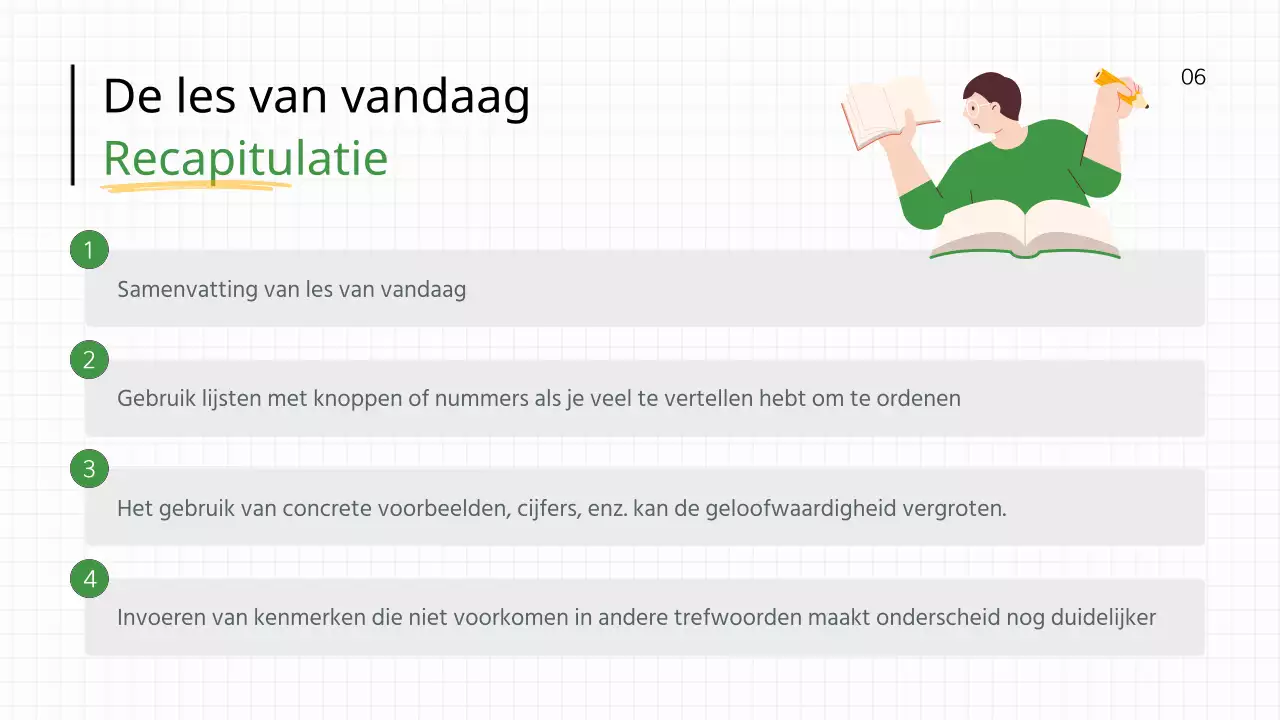 Eenvoudig groen en wit lesplan voor schooljuf