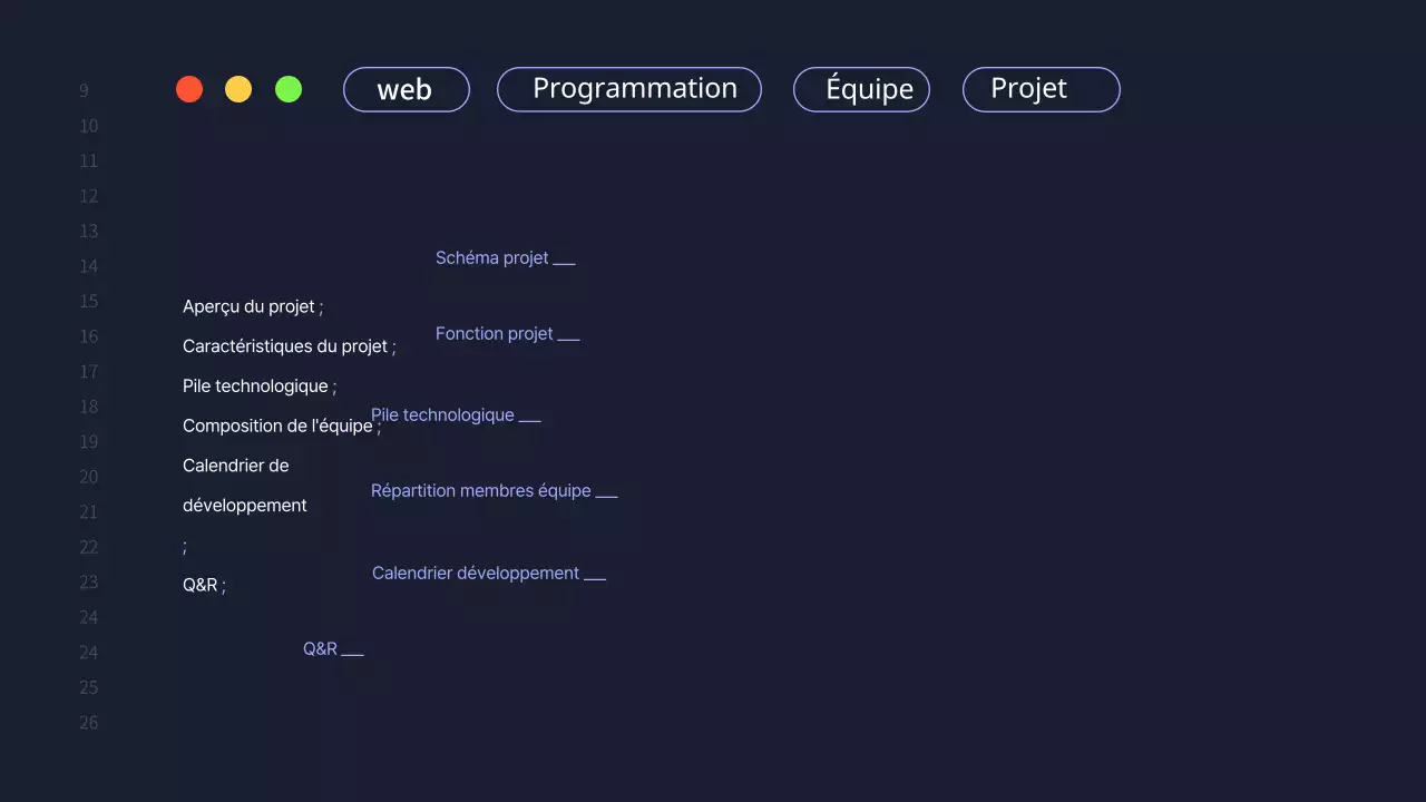 Une simple proposition de projet d'équipe de développement en bleu marine