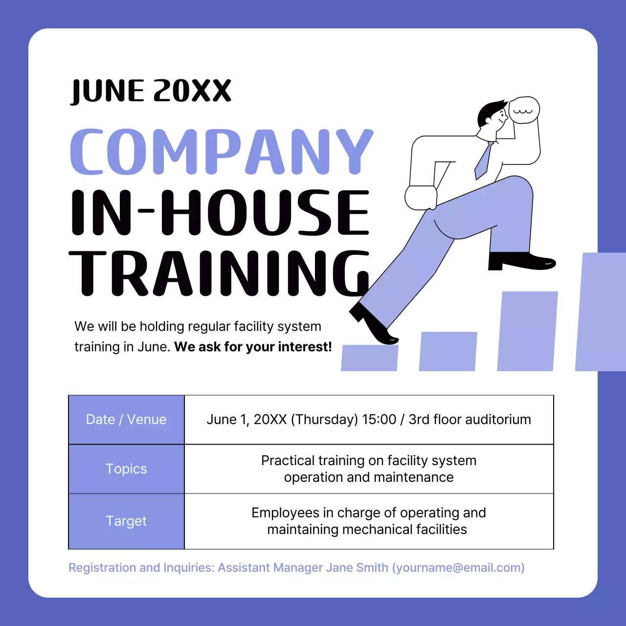 Blue Modern Training Announcement Social Media Post