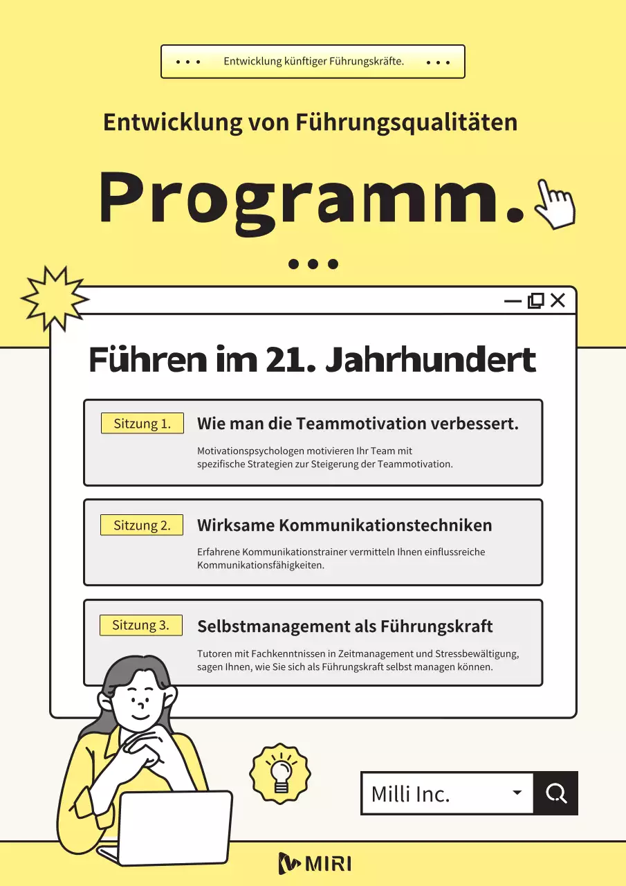 PR für ein schönes gelb-weißes Führungsseminar.