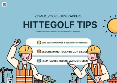 Informatie over hoe je je werkplek kunt voorbereiden op de zomerhittegolf in lichtblauw en geel