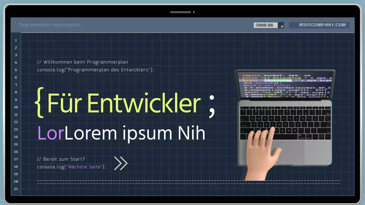 Prospekt des Cyber-Entwickler-Codierungsprogramms in Marineblau und Gelb
