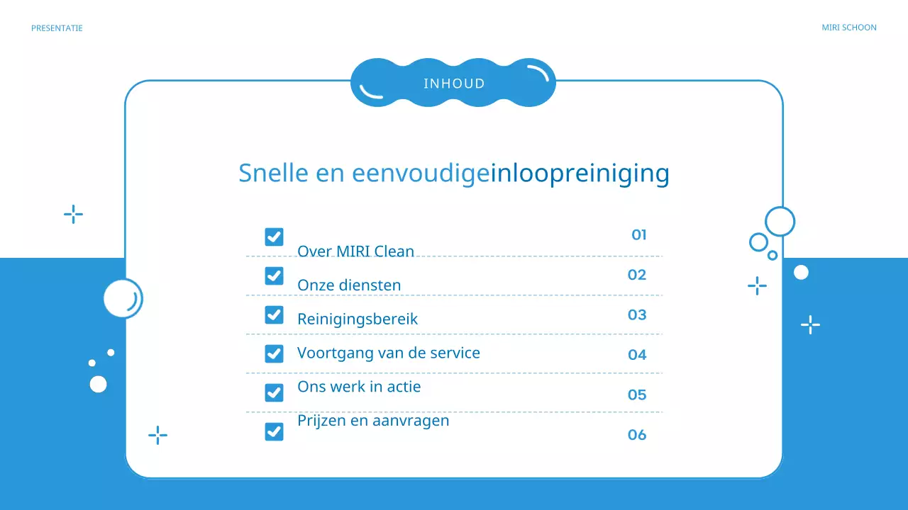 Introductie van Blue's mooie schoonmaakbedrijf