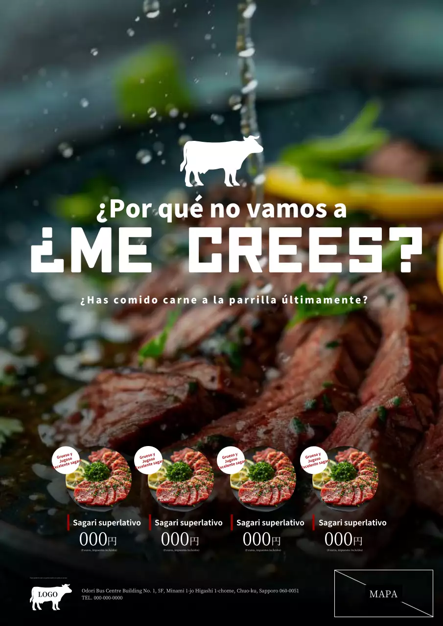 Un sencillo anuncio de carnicería en blanco y negro