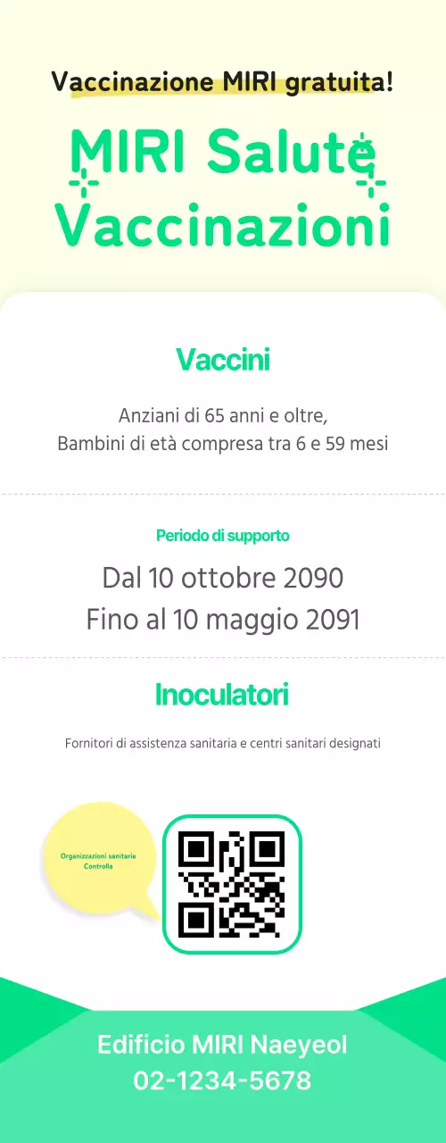 Avvisi di vaccinazione sanitaria gialli e verdi