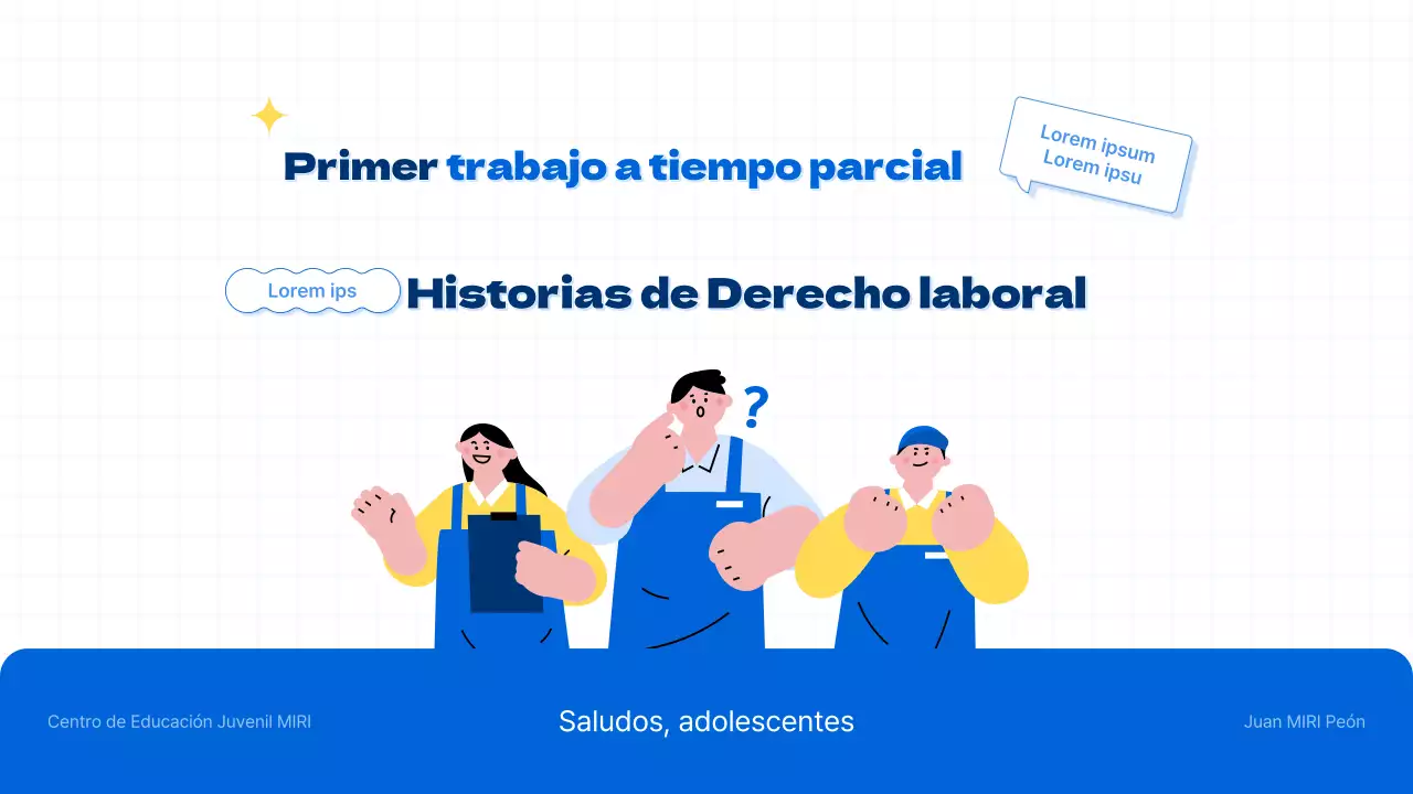 Información sobre legislación laboral juvenil en estilo azul y sencillo