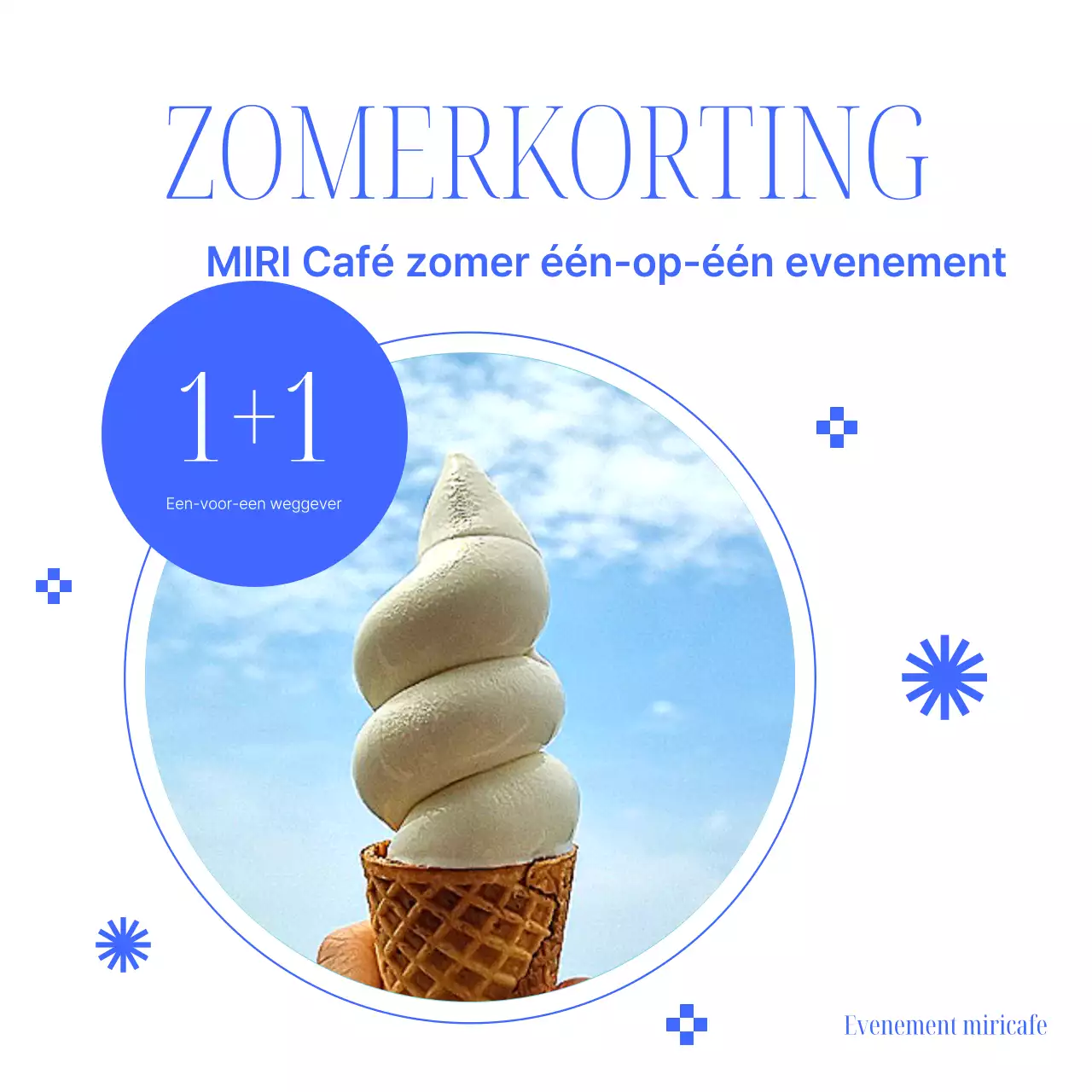 Een eenvoudig blauw en roze zomerdessert menu lanceringsadvertentie