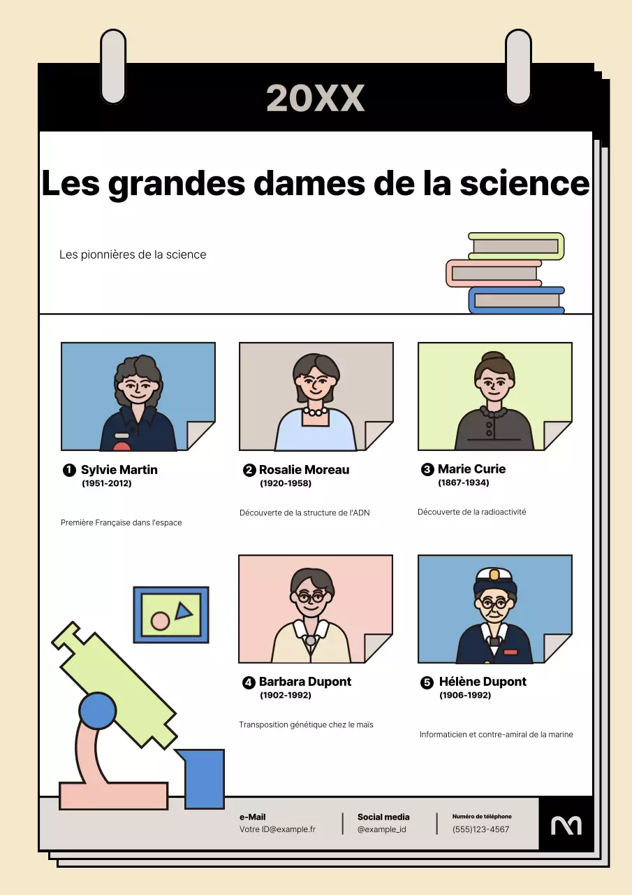 Publicité pour une femme scientifique branchée dans les tons beige et jaune