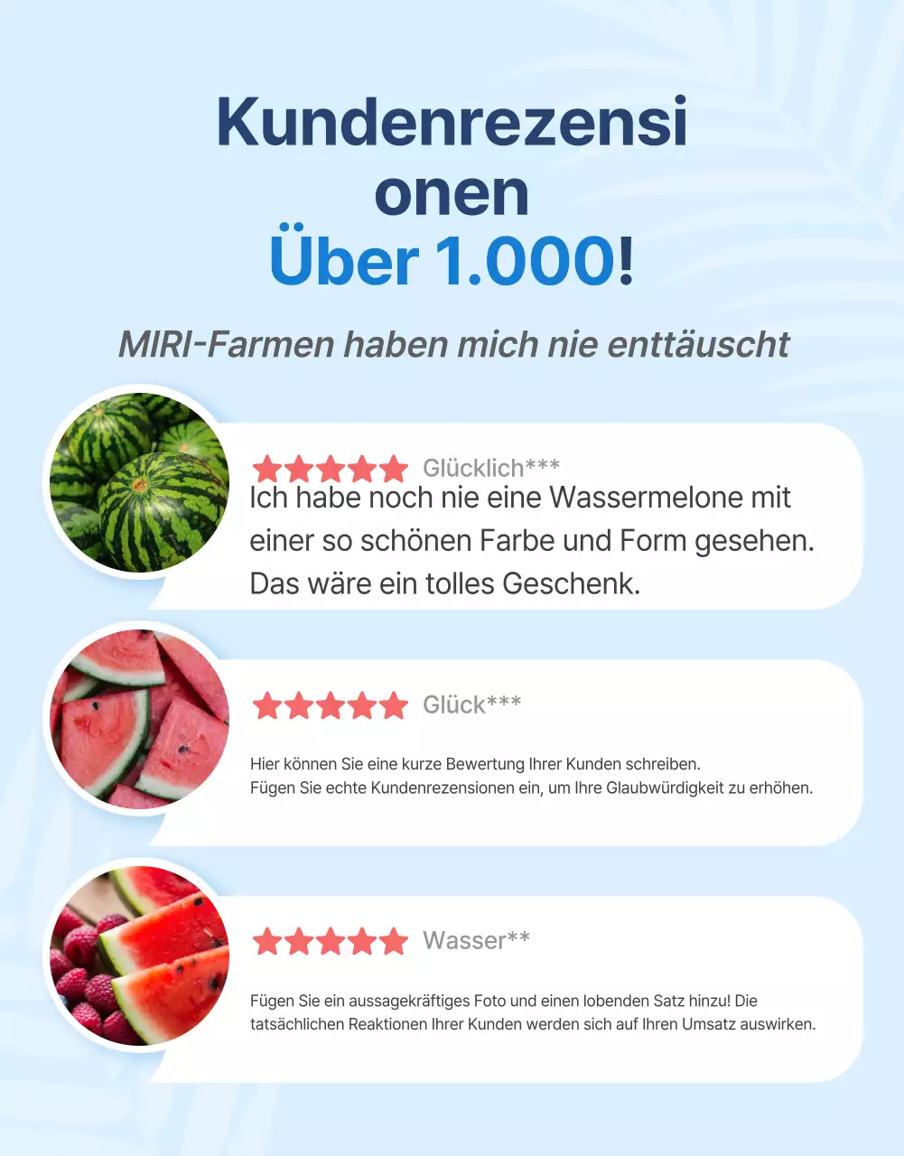 Förderung natürlicher Sommerfrüchte der Saison in Blau und Weiß