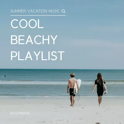 Blue Minimal Beach Playlist Social Media Post