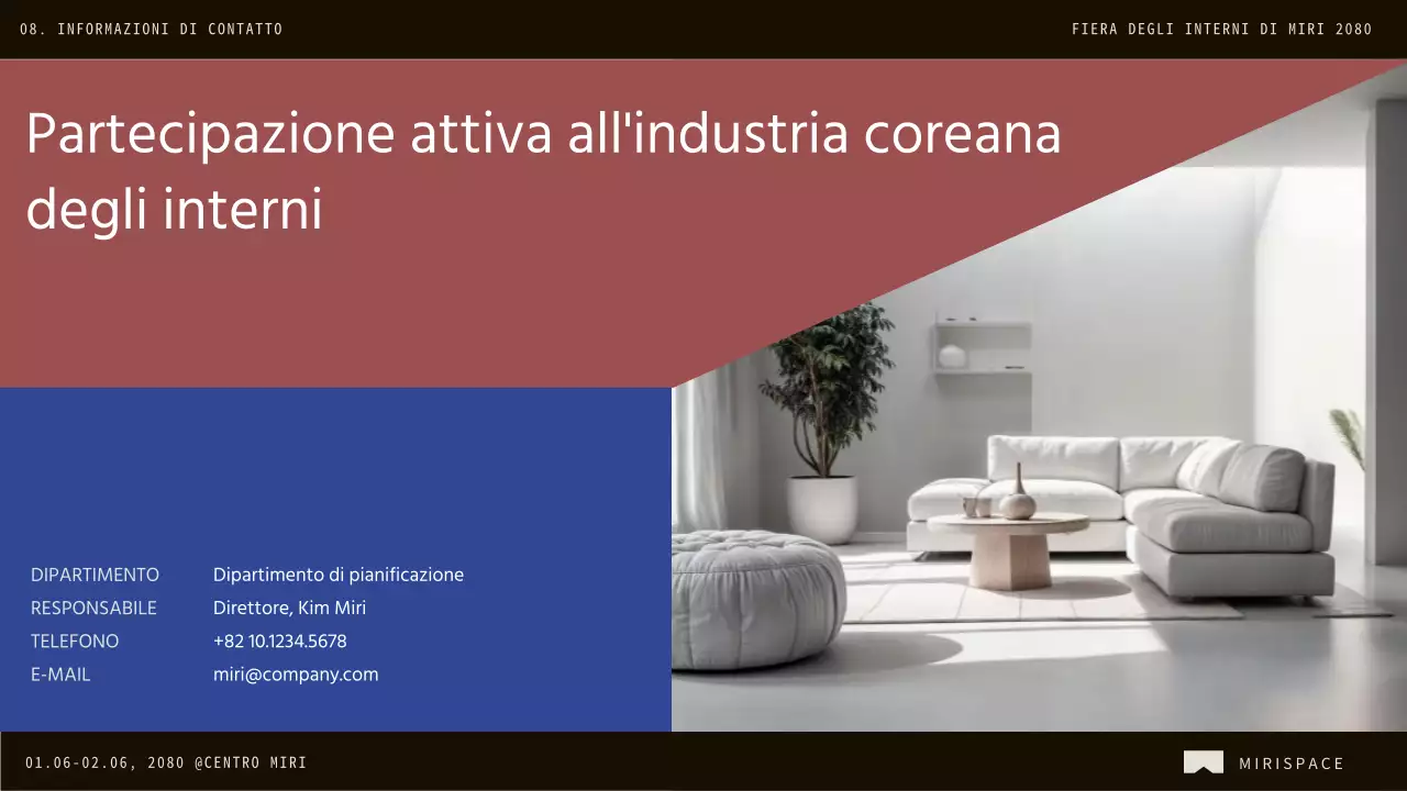 Promuovere l'invito alle aziende a partecipare alla fiera degli interni moderni in marrone e blu