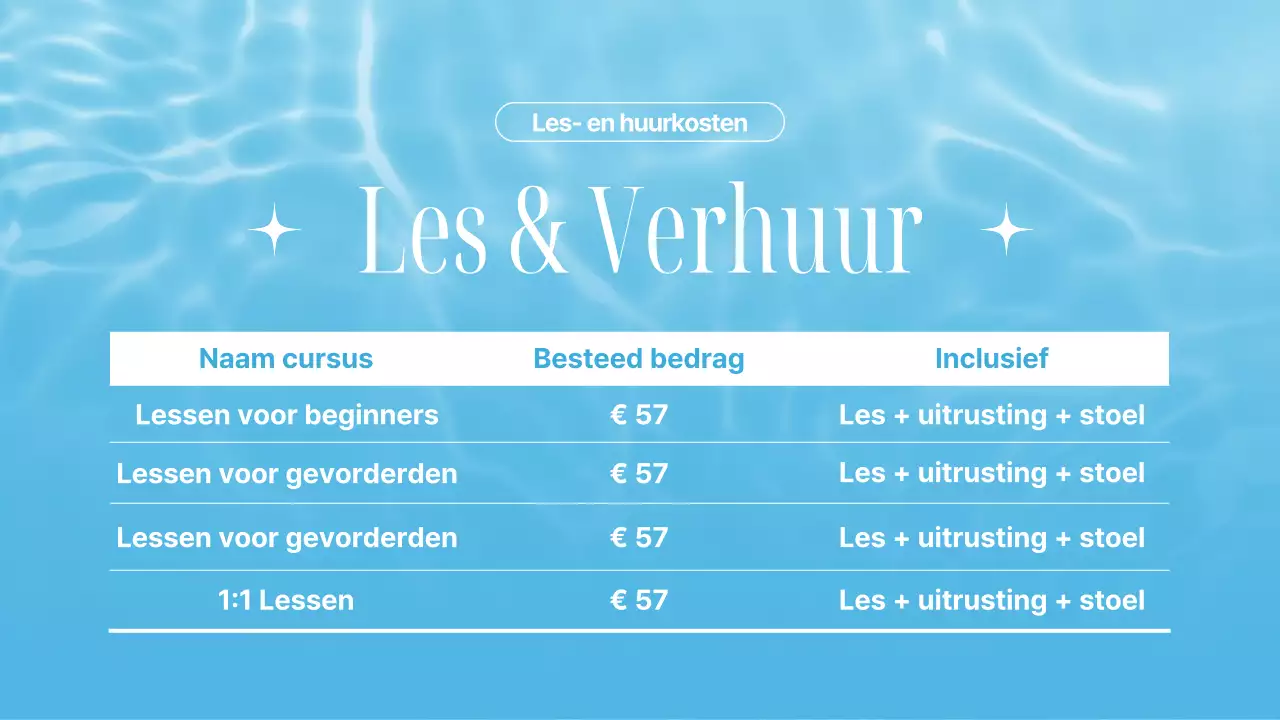Aankondiging voor een trendy surfwinkel in lichtblauw