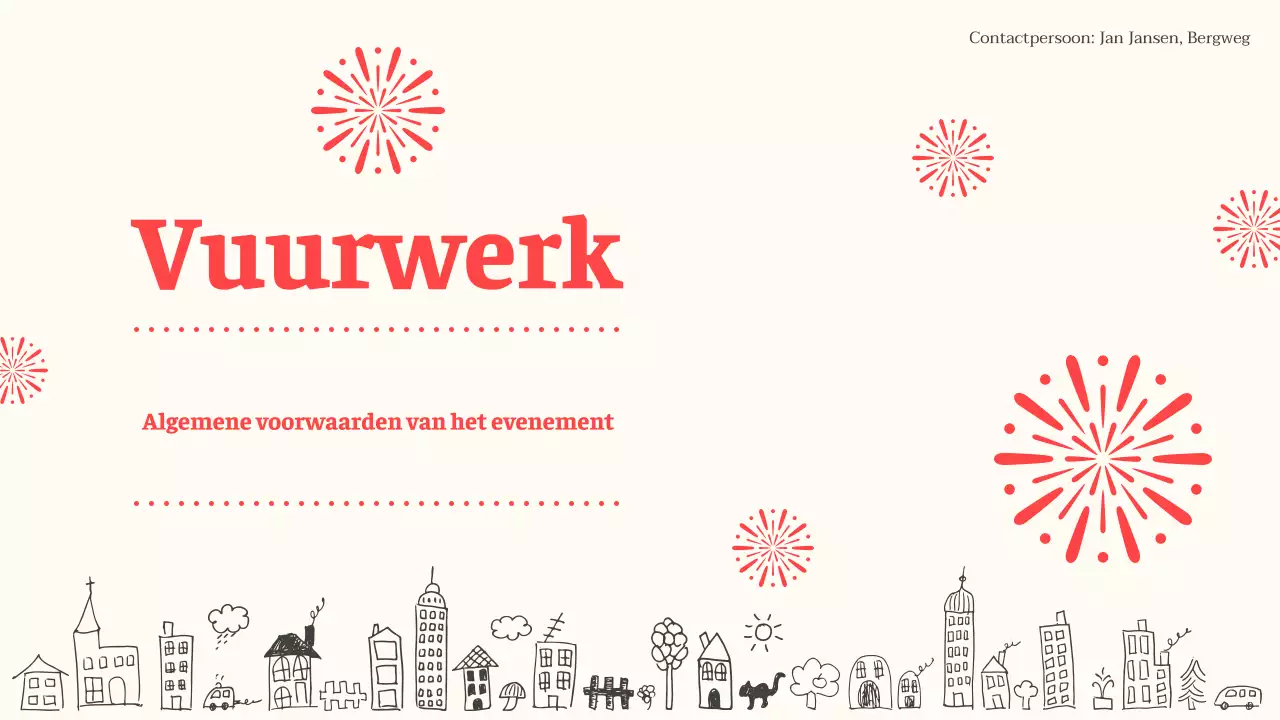 Een extravaganza van beige en rood vuurwerk plannen