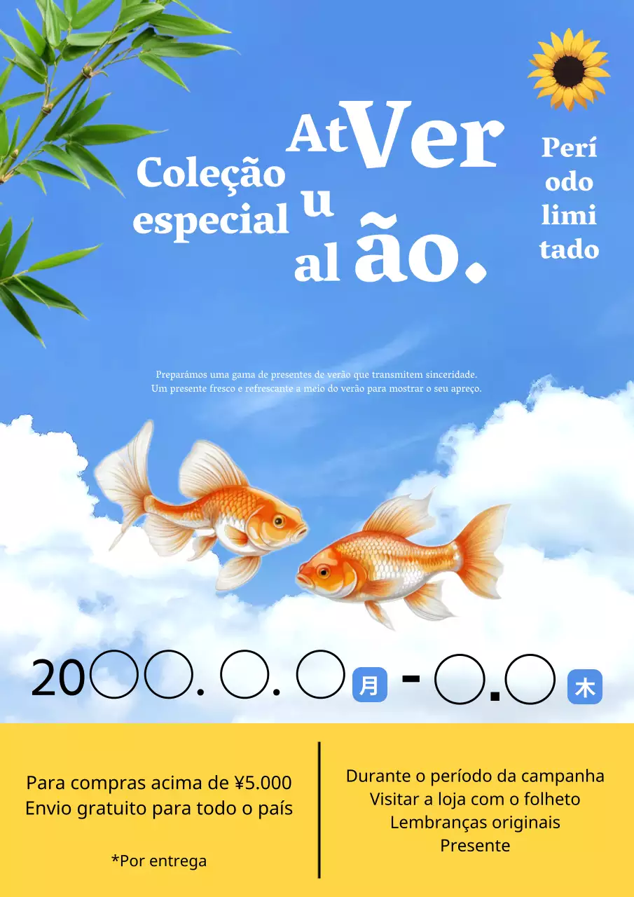 Anúncio de prenda de verão para o Festival do Meio outono em azul claro e amarelo