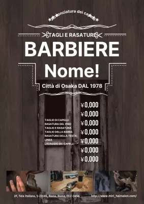 Pubblicità per barbiere da uomo semplice ed elegante in marrone e bianco