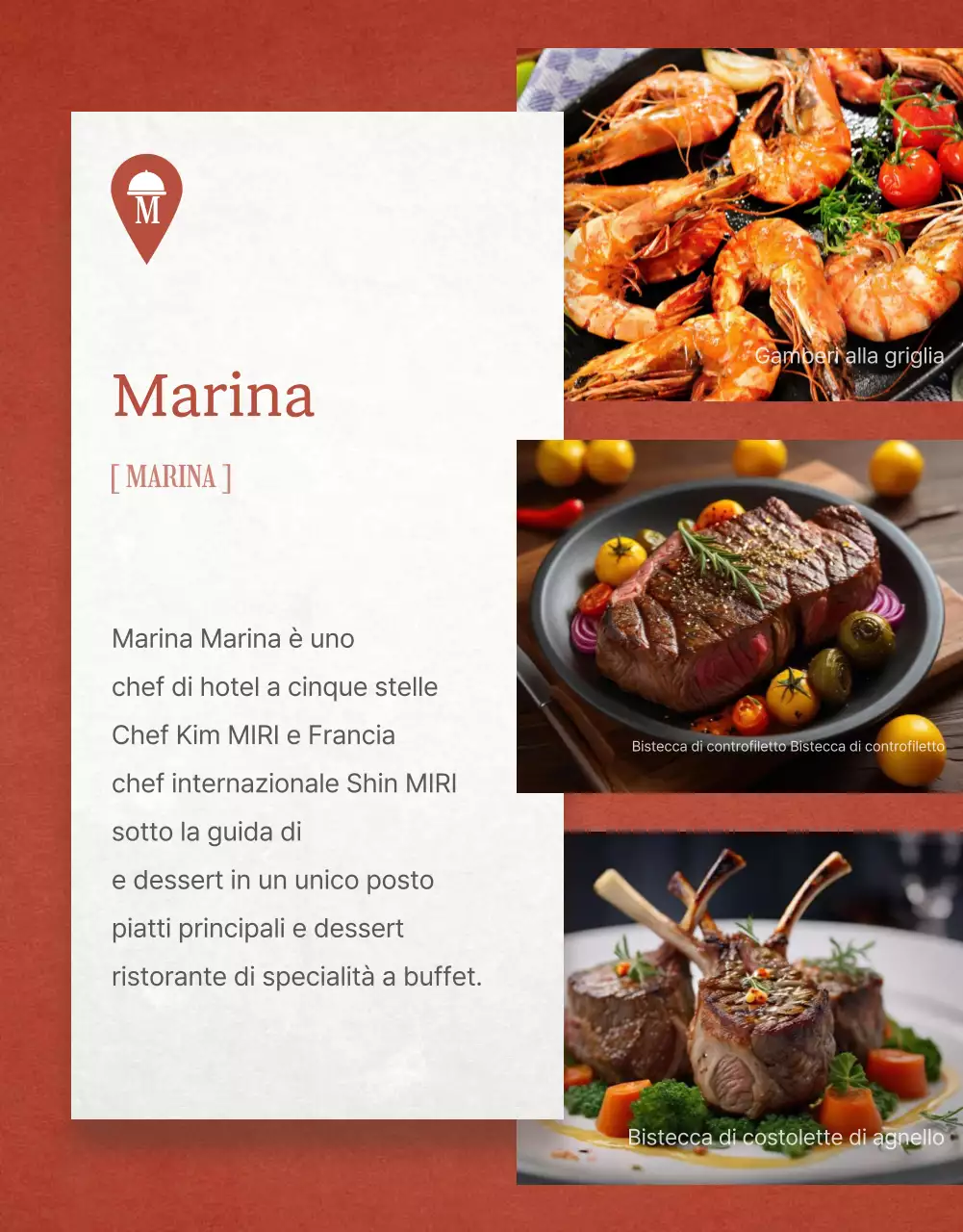 Buffet d'albergo classico in rosso e avorio post.