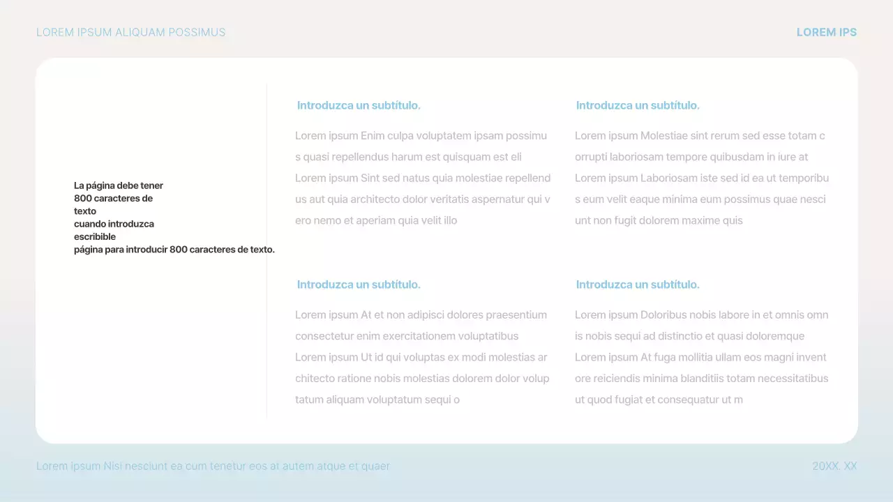 Propuesta de presentación sencilla en azul claro y blanco