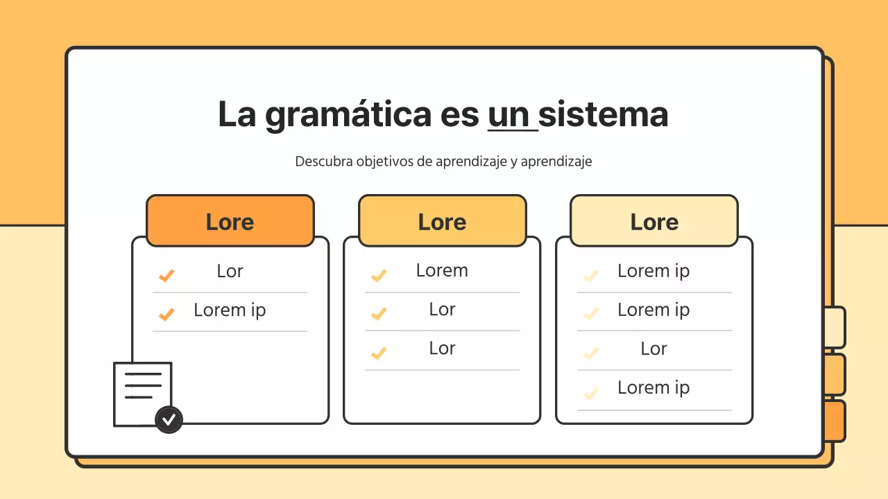 Recursos naranjas y amarillos de gramática básica del coreano