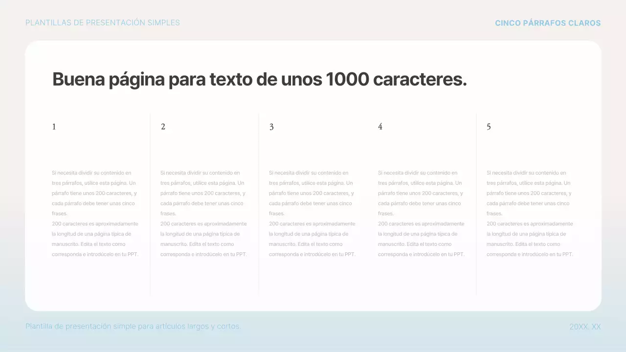 Propuesta de presentación sencilla en azul claro y blanco