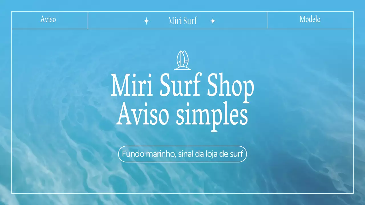 Anúncio para uma loja de surf na moda em azul claro