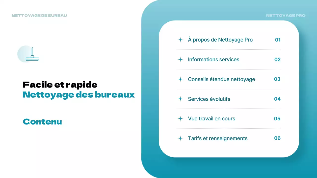 Prospectus vertical d'un service de nettoyage de bureaux moderne et bleu clair