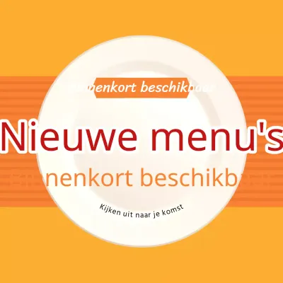 Promoot de aanstaande lancering van een nieuw menu met eenvoudige rode en oranje kleuren