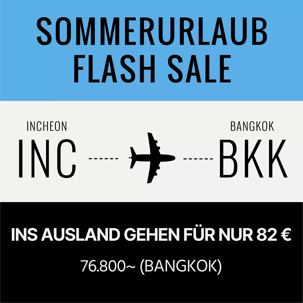 Werben Sie mit einem einfachen hellblau-schwarzen Farbschema für Ticketrabatte