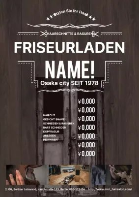 Einfache und stilvolle Herrenfriseurwerbung in Braun und Weiß
