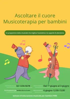 Postazioni di musicoterapia per bambini gialle e verdi