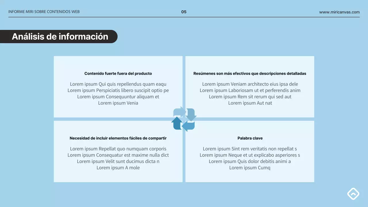 Un sencillo informe en gris y azul claro