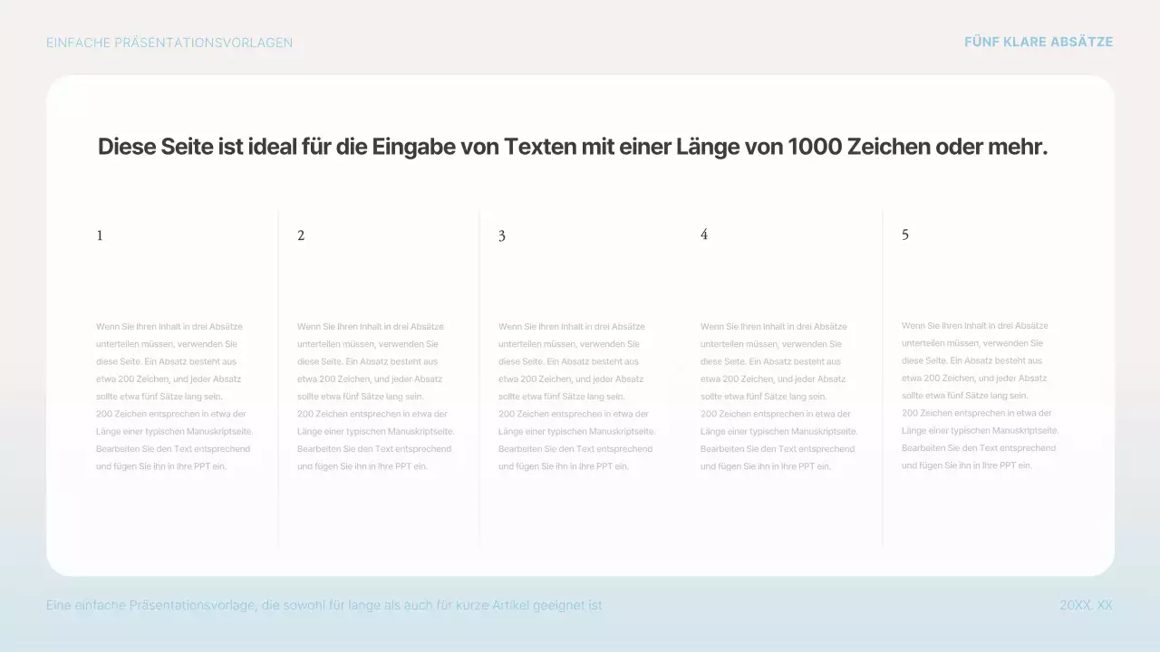 Einfacher Präsentationsvorschlag in Hellblau und Weiß