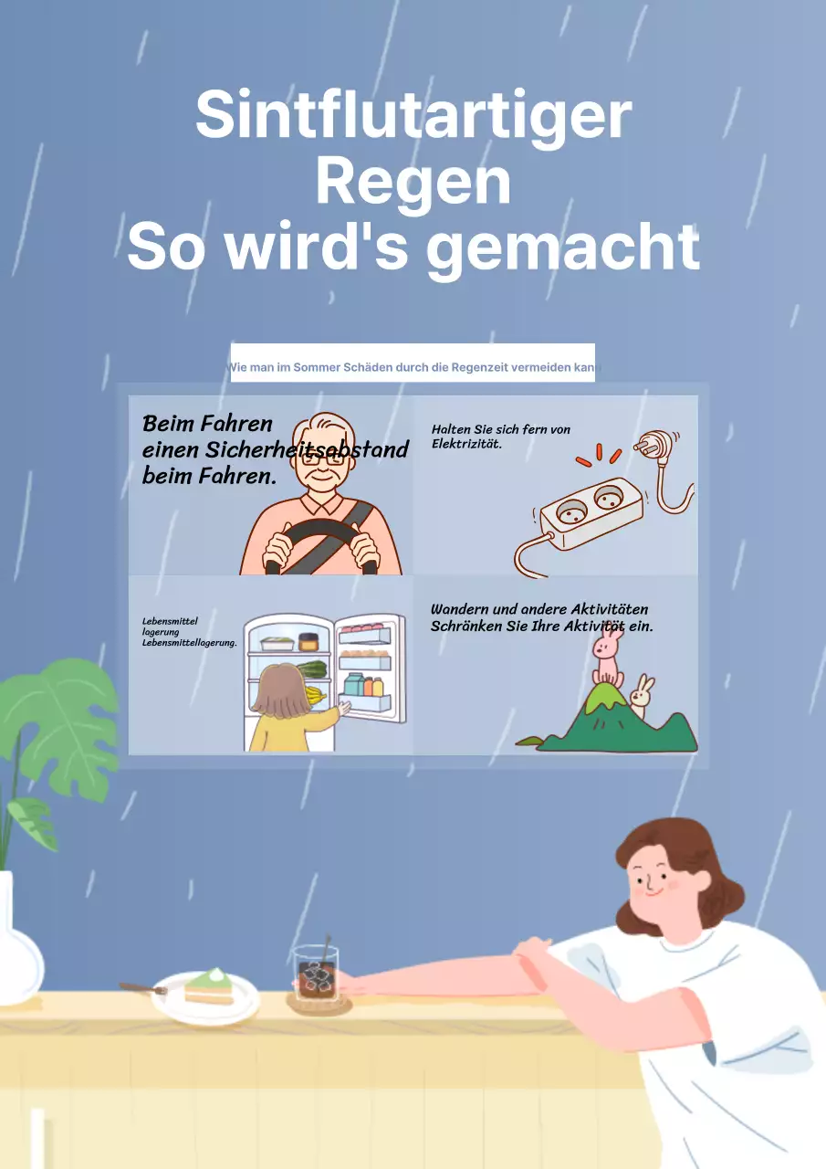 Vorhersagen und Warnungen für die Regenzeit in hübschem Marineblau und Weiß