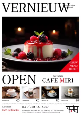 Een eenvoudige witte reclame voor de heropening van een café