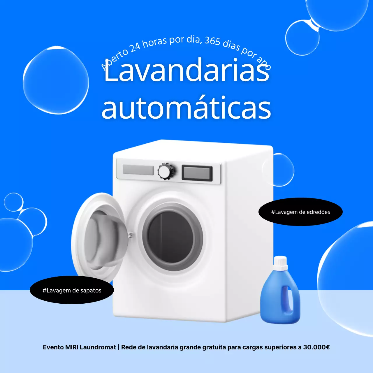Promover as lavandarias self-service com tons azuis e amarelos