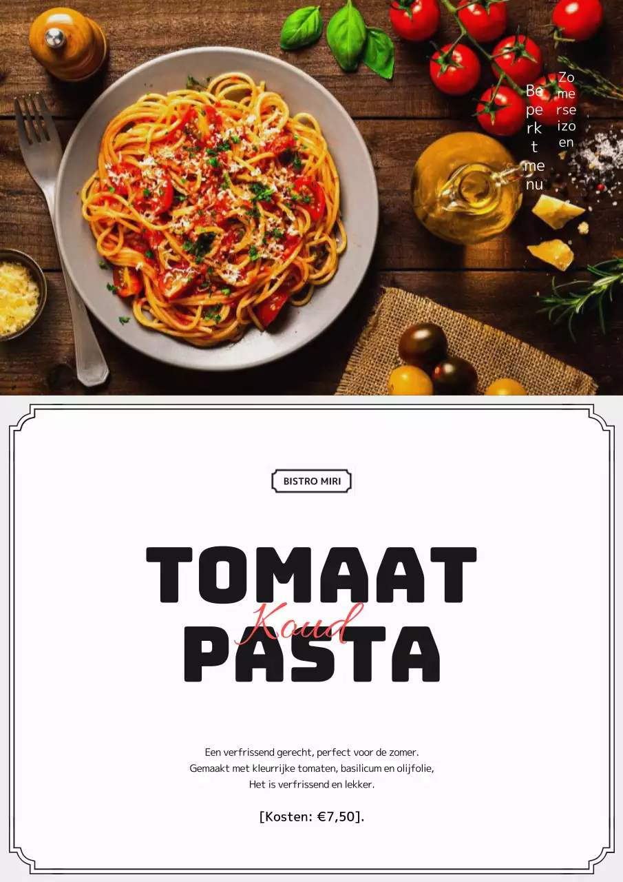 Promoot een modern zomermenu in zwart en wit