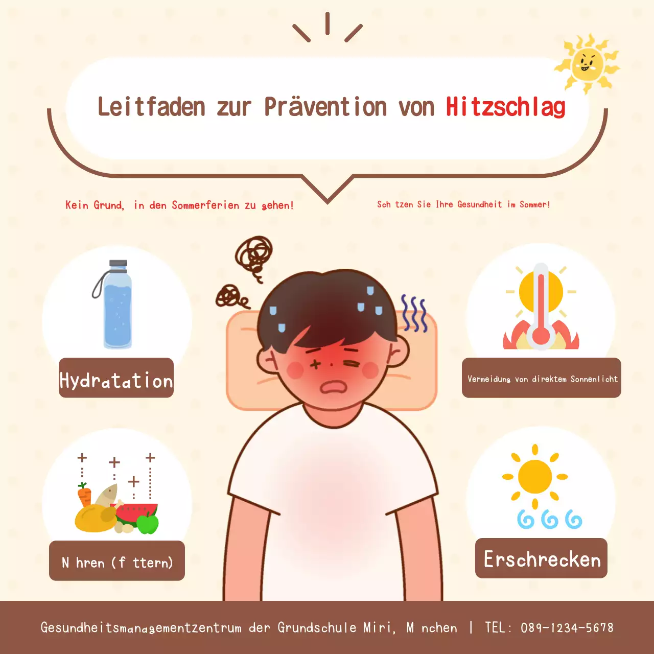 Grundlegende Informationen zum Hitzschlag in Beige und Braun