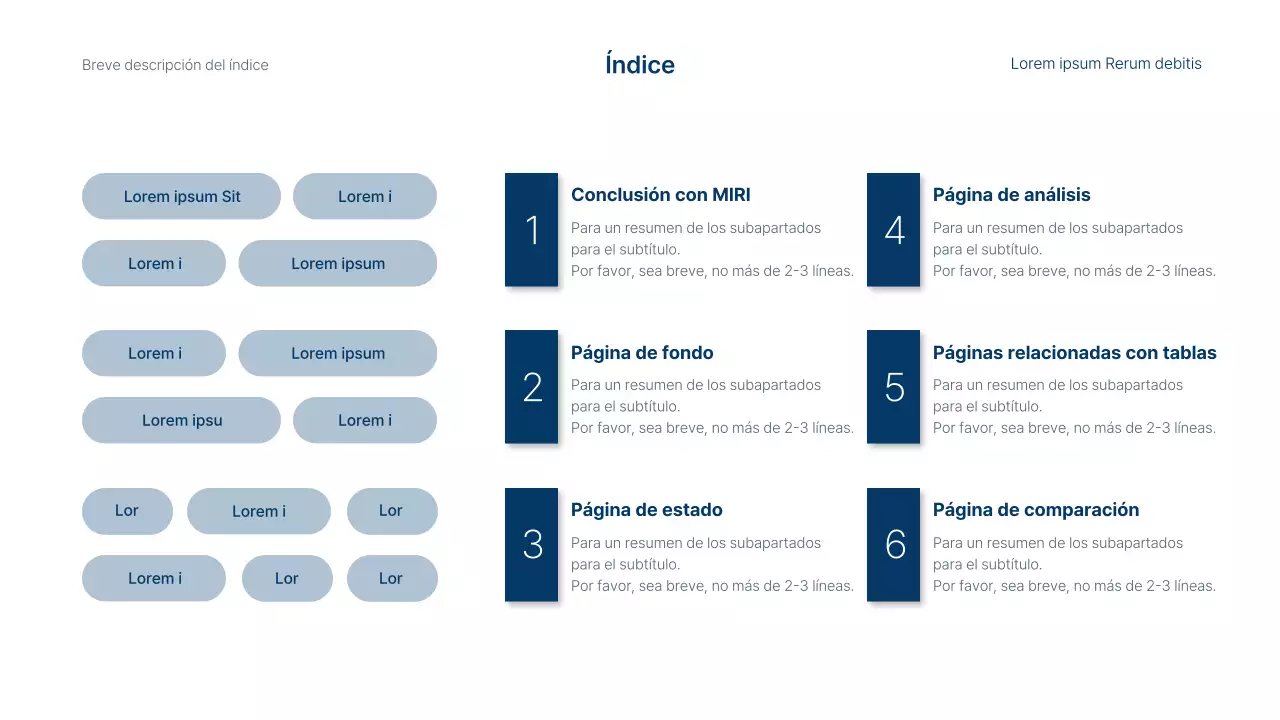 Informe sencillo de ingresos y resultados de la empresa en azul y blanco