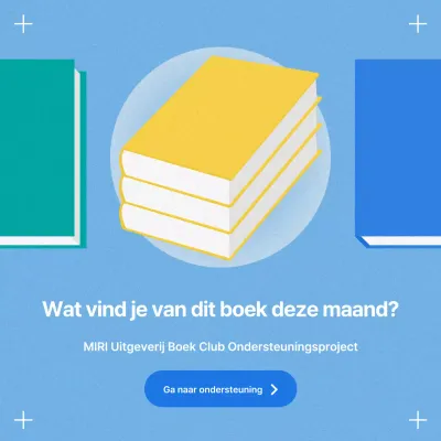 Een eenvoudige boekenclubpost in geel en lichtblauw