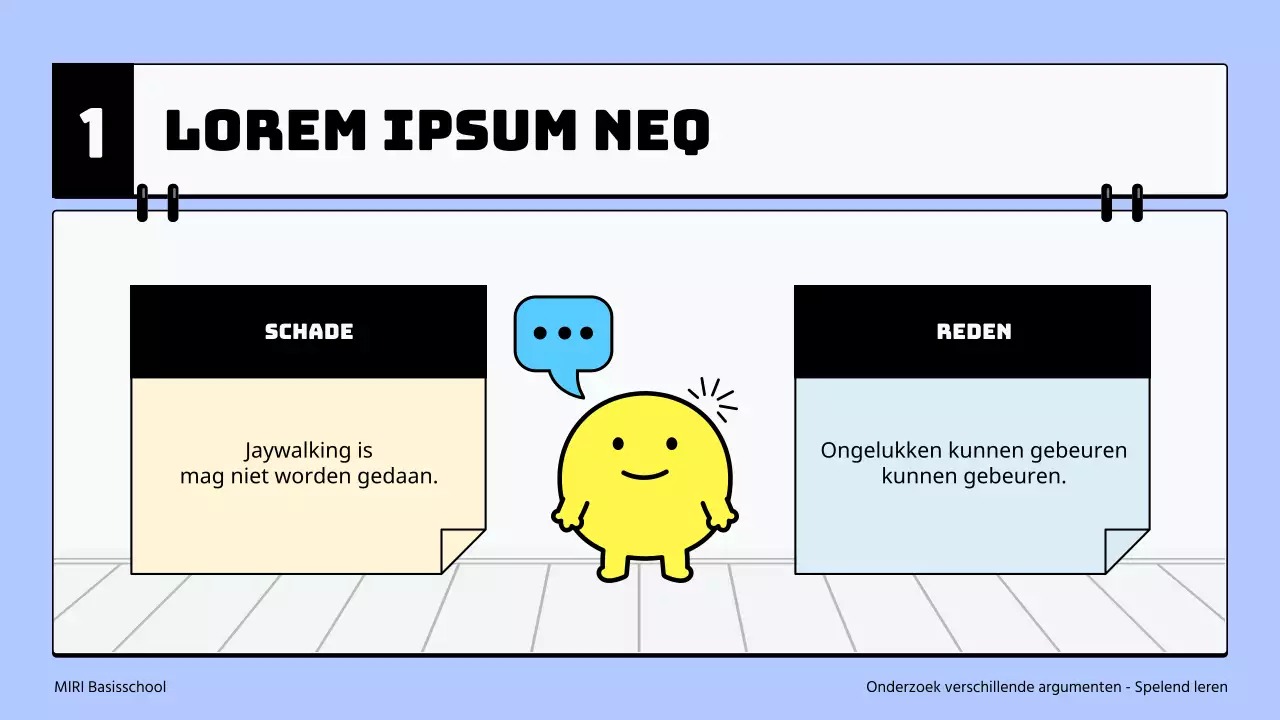 Eenvoudig basisschoolmateriaal voor taalvaardigheid in lichtblauw en geel