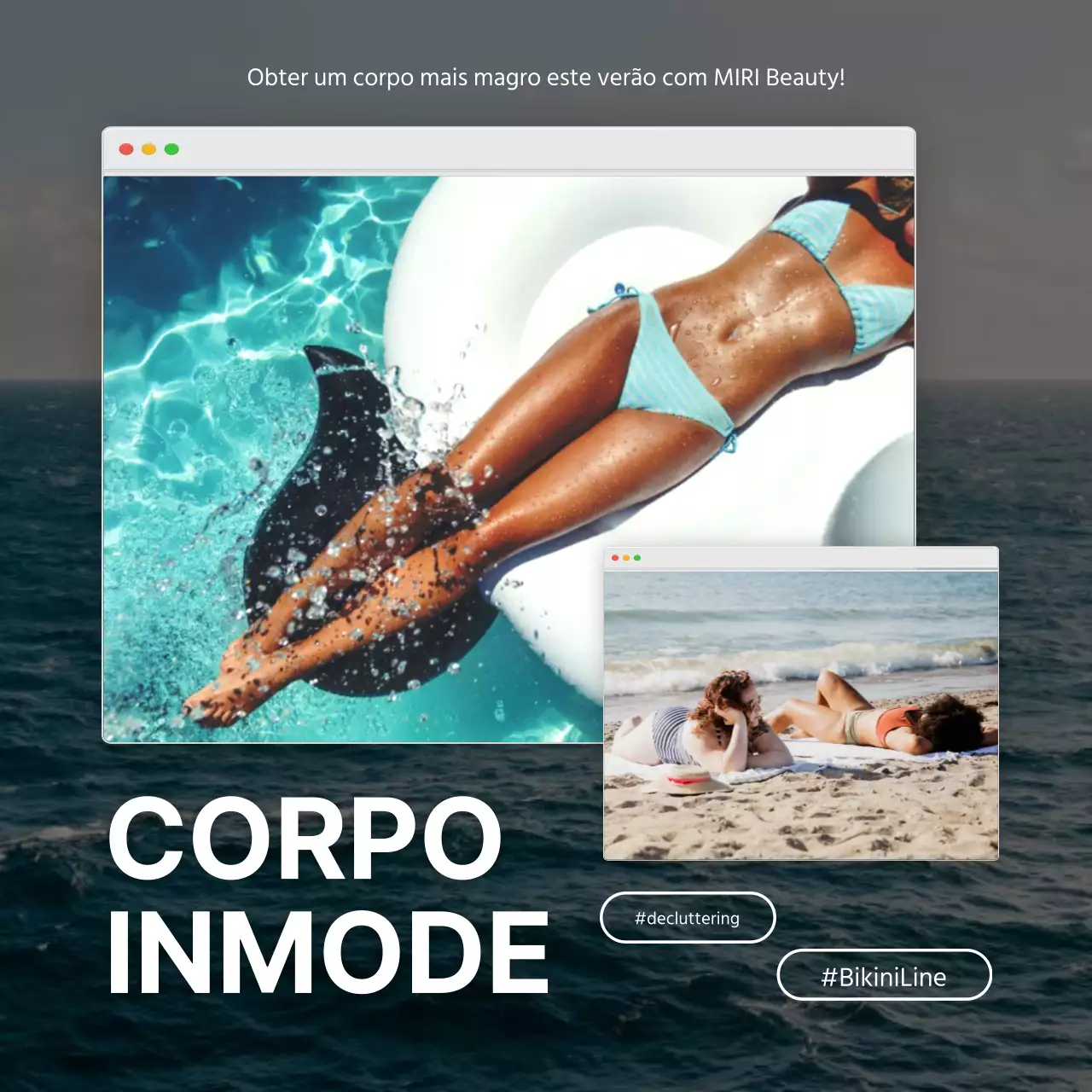 Promover o tratamento moderno do corpo em modo menta e branco